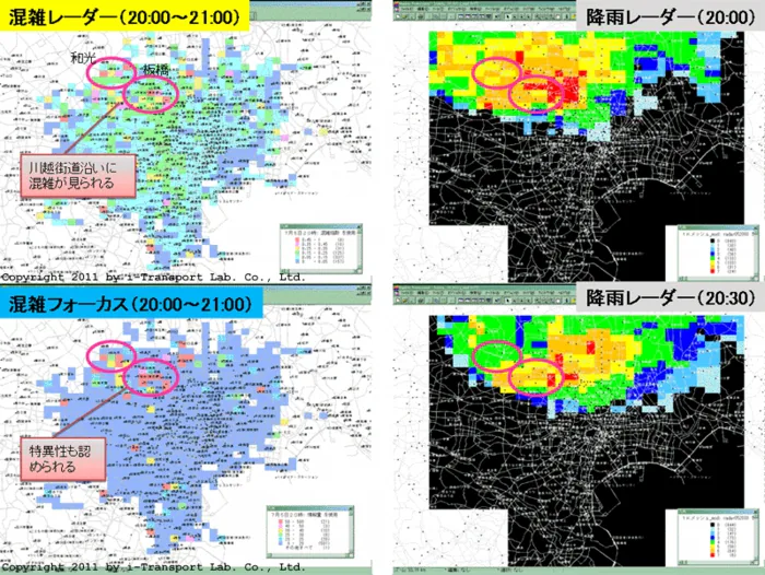ゲリラ豪雨の混雑指数